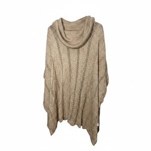 Lane Bryant Womens Tan‎ Marled Cowl Neck Poncho Sweater Plus Size 14/20